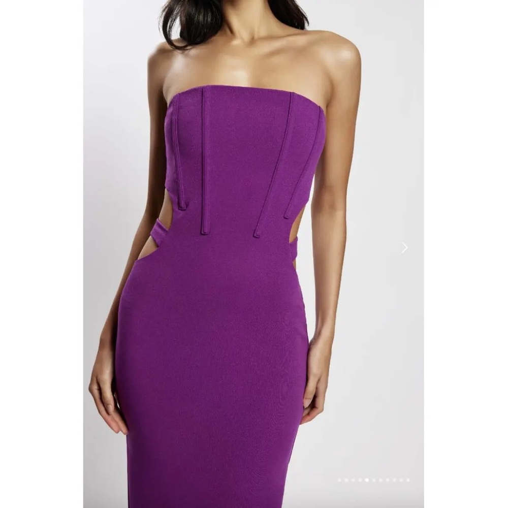 Meshki Catherine Cut Out Midi Dress Violet strapless NWT size 6